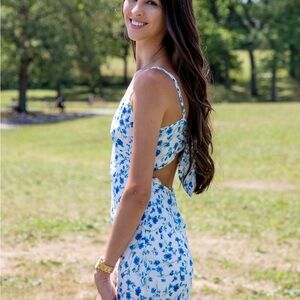 Floral Blue and White Dress